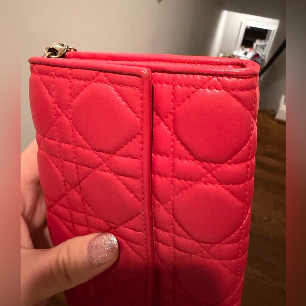 Dior Pink Quilted lady Dior rendezvous wallet on chain with coa - Picture 9 of 15
